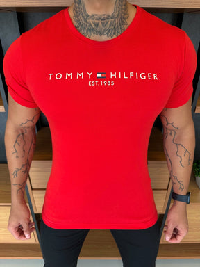 Camiseta Tommy H. Vermelha Escrita Central