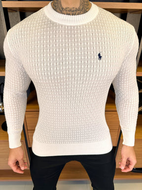 Suéter Tricot Texturizado Polo Ralph. Branco